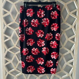Floral print stretch pencil skirt